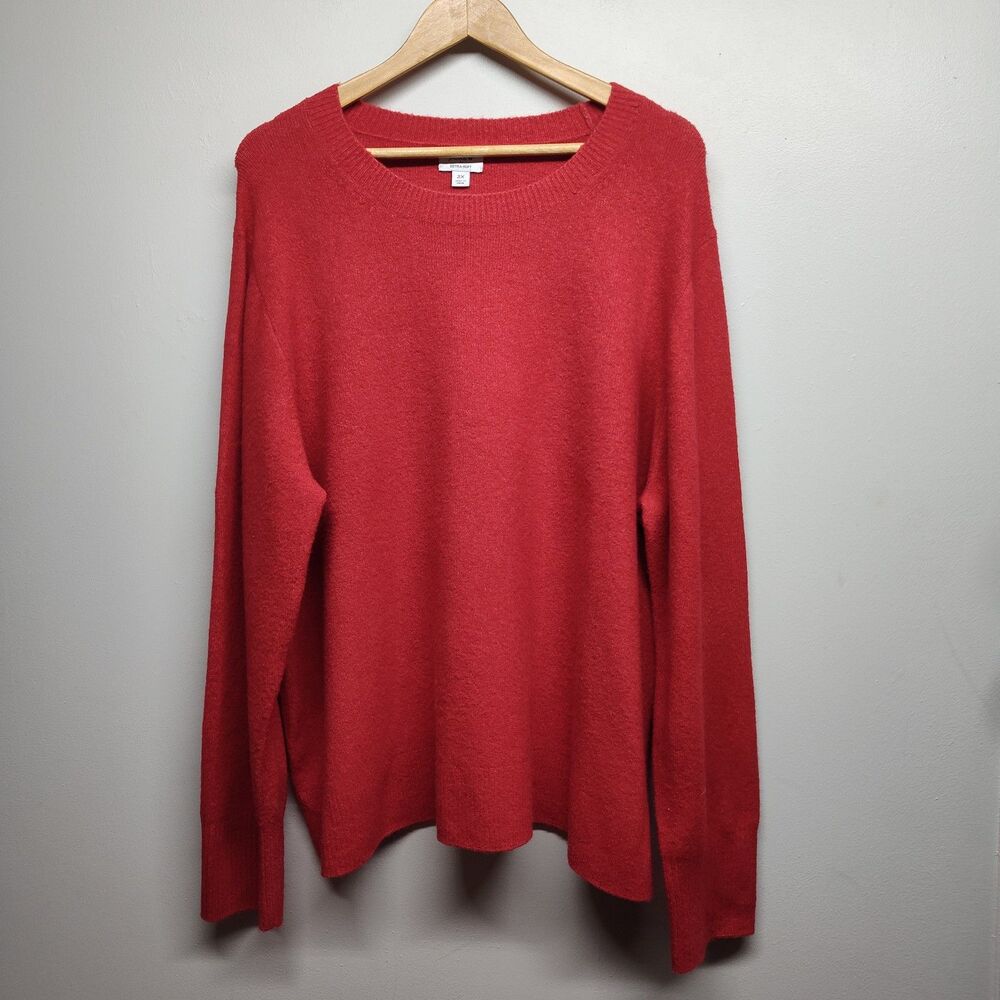 J. Crew Extra-Soft Knit Sweater Women Size 2X Red Feminine Preppy Wool Blend